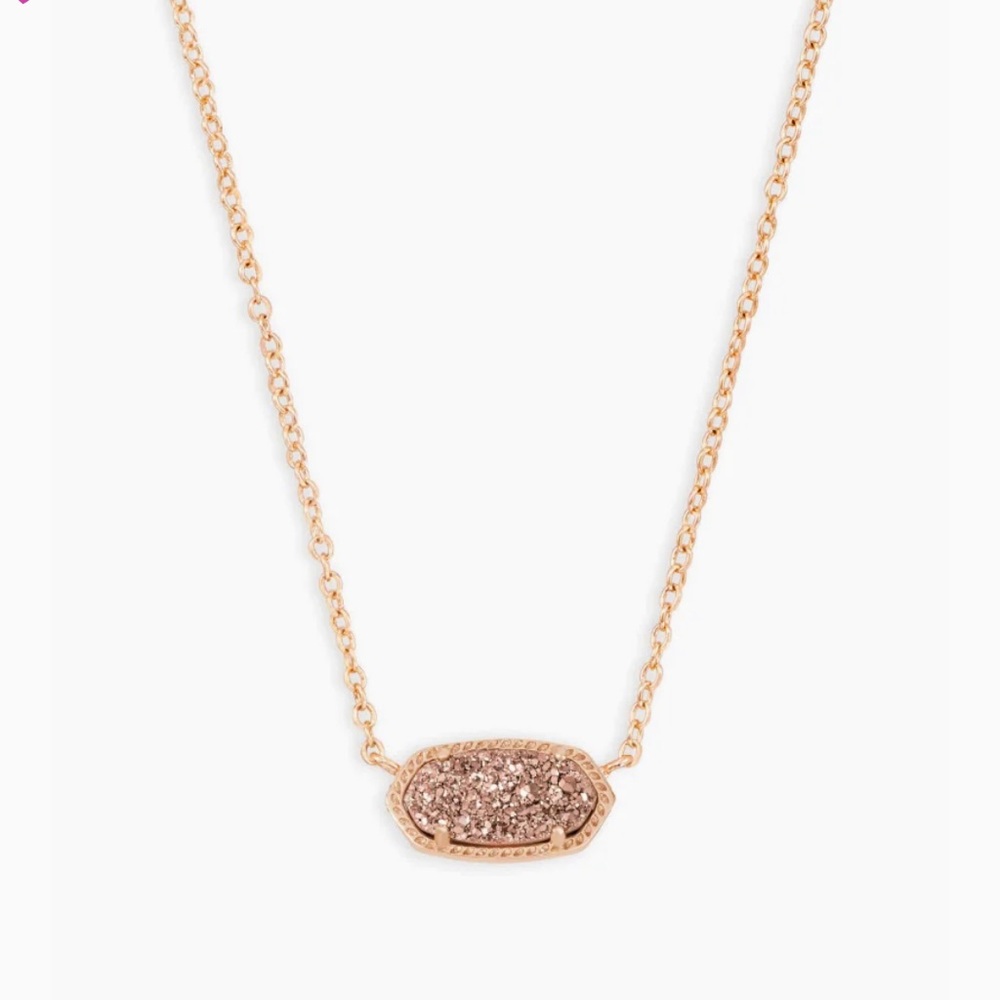 Kendra Scott Elisa Pendant Necklace in Rose Gold Drusy